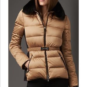 Burberry London rabbit fur trim technical puffer